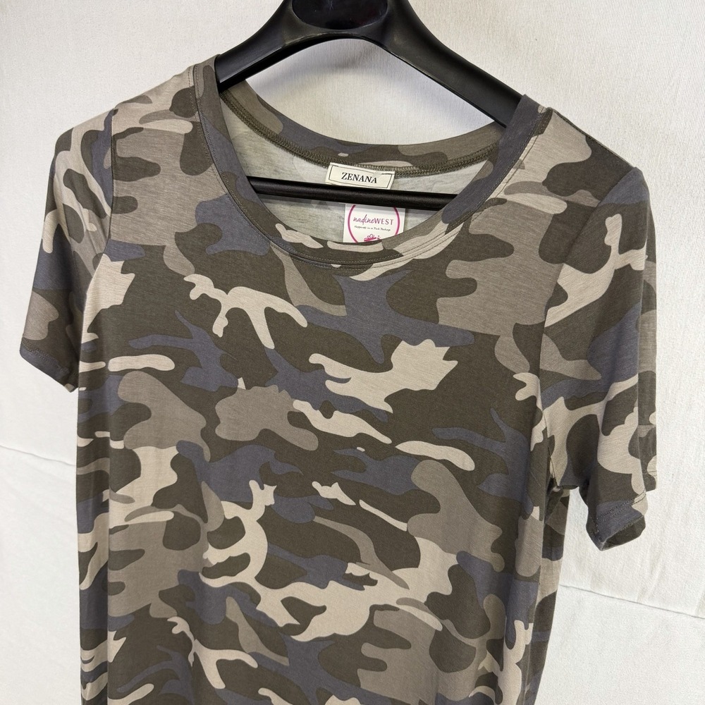 Nadine West Zenana Women's Soft Camo Tunic Short Sleeve Shirt Tee Camouflage XL